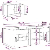 vidaXL Loft Bed Frame met Kast 3 st Artisanaal eiken Bewerkt hout