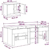 vidaXL Loft Bed Frame met Kast 3 st Gerookt eiken Bewerkt hout