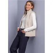 Street One Dames Bodywarmer van imitatiebont met tricotdetails - Beige - 42