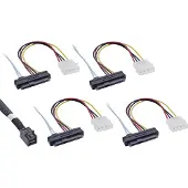 InLine Câble Mini SAS HD SFF-8643 à 4x SFF-8482 + alimentation 0,5 m