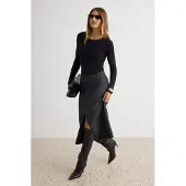 Trendyol TRENDYOLMİLLA Dames Grijs Effen Midi Rokken