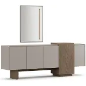 AEA Modernes Esszimmer Set Esstisch 4 Stühle Sideboard Spiegel Weiß Holz