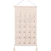 Dripio Adventskalender van canvas, 24 vakken, zelf te vullen, 48x89 cm, wit