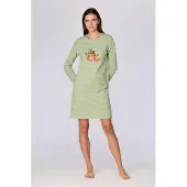 Woody slaapkleed meisjes/dames - blauw/groen gestreept - forest friends - 262-10-DZF-Z/911 - maat M