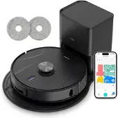 Medion Robotstofzuiger 2-in-1 met leegstation, lasernavigatie en dweilfunctie X51 SW+, 10000 Pa zuigkracht, 2in1 robot, roterende dweilen, kruislijnlaser, grijs