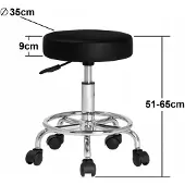 Wideshop Draaibare Kruk - Verstelbaar, Zwart, PU Leer, 360° Draaibaar