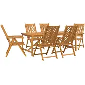 vidaXL Tuin Eettafel Set 7 st Bruin 200 x 90 x 74 cm