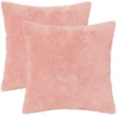 vidaXL Kussensloop 2 st HEERLEN Roze 45 x 45 cm Nep Konijnenbont