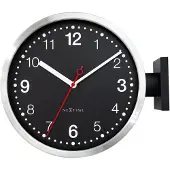 Nextime Double – Wandklok – 32.3 × 28 × 10 cm – Aluminium – Wit/Zwart – Stil