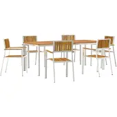 vidaXL Buiten Eettafel Set 7 st 200 x 90 x 75 cm