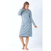 Hajo Premium katoen dames nachthemd poederblauw | Maat 44/46