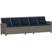 vidaXL Tuinset, 5-zits met kussens, grijs, polyrotan