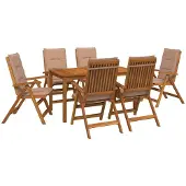 vidaXL 7-Piece Garden Dining Set 6-zits Taupe Massief Acacia Hout