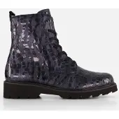 Remonte Veterboots blauw Croco Lak Maat 36