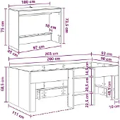 vidaXL Bedframe met Bureau 2 st Zwart eiken Bewerkt hout