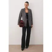 Trendyol TRENDYOLMİLLA Dames Grijs Effen Lang Regular fit Blazers