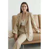 Trendyol TRENDYOLMİLLA Dames Bruin Effen Lang Regular fit Blazers