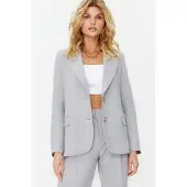Trendyol TRENDYOLMİLLA Dames Grijs Effen Lang Regular fit Blazers