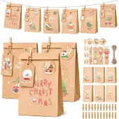 Dripio Adventskalender papieren zakjes, 24 stuks, 6 designs, doe-het-zelf set