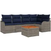 vidaXL Tuinbank Set 6 st Grijs poly rattan