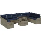 vidaXL Tuinset met 11 delen, grijs, polyrotan