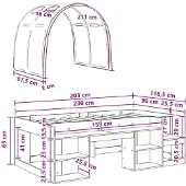 vidaXL Kinderbed met hemelbed en opbergruimte, 3 stuks, Sonoma eikenhout en wit