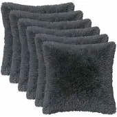 vidaXL Kussen 6 st HEERLEN Antraciet 50 x 50 cm PV Fleece