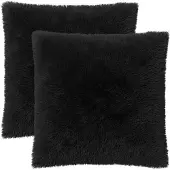 vidaXL Kussensloop 2 st HEERLEN Zwart 80 x 80 cm PV Fleece