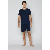 JOOP! Pyjama kort ' Loungewear ' donkerblauw