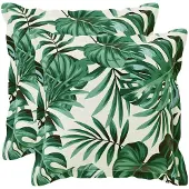 vidaXL Kussensloop 2 st HOUTEN Bladpatroon 35 x 35 cm Polyester