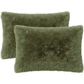 vidaXL Kussensloop 2 st HEERLEN Groen 40 x 60 cm PV Fleece