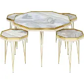 AEA Wohnzimmer-Set Grau und Gold aus Edelstahl und MDF modern und elegant