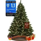 Casaria Kunstkerstboom Premium 220 cm met lichtsnoer en houten standaard FSC