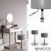 Vicco Design Kruk – 33.5 x 67 cm voor kaptafel Grijs
