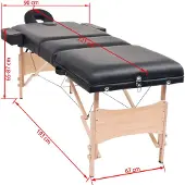 vidaXL Massagetafel- en krukset inklapbaar 3 zones 10 cm dik wit