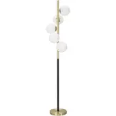 Mauro Ferretti Glamoureuze, donkere vloerlamp met 5 lampen – Minimalistische vloerlamp van goud-zwart metaal met witte glazen kap – hoogte 160 cm