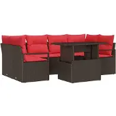 vidaXL Tuinbank Set 7 st Bruin Poly rattan