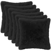 vidaXL Kussensloop 6 st HEERLEN Zwart 50 x 50 cm PV Fleece