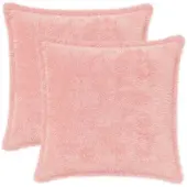 vidaXL Kussensloop 2 st HOUTEN Roze 50 x 50 cm Nep Konijnenbont