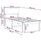 vidaXL Eenpersoonsbed met hoofdbord ROSTOCK Donkerbruin 80 x 200 cm