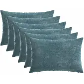 vidaXL Kussensloop 6 st HEERLEN Blauw 30 x 50 cm Chenille Stof