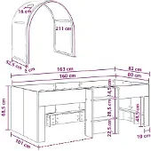vidaXL Bed met luifel, 3 stuks, Sonoma en rood houtvezel