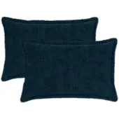 vidaXL Kussensloop 2 st HOUTEN Marineblauw 50 x 75 cm Nep Konijnenbont