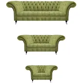AEA Olivengrüne Chesterfield Sofas Komplette Couchgarnitur Wohnzimmer Möbel