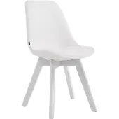 CLP Stoel Manado, bekleding van kunstleer, met zitkussen en houten poten. Frame: wit. Kleur frame: wit