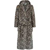 Gaubert Unisex Lange Fleece Badjas Met Capuchon – Beige Panterprint