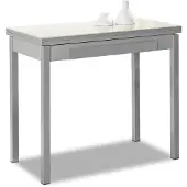 Dripio Klaptafel met glazen blad en lade, beige, 80 x 40 cm