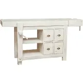 Dripio Werkbank van massief lindehout, 184x74x92 cm, antiekwit afgewerkt