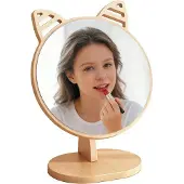 Dripio Make-upspiegel van hout met kattenoren, 17x9,5x23 cm