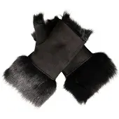 Infinity Leather Womens Shearling Wanten Vingerloze manchetten Toscana Suède Schapenvacht Bont